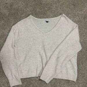 American Eagle Outfitters Cream V-Neck Sweater